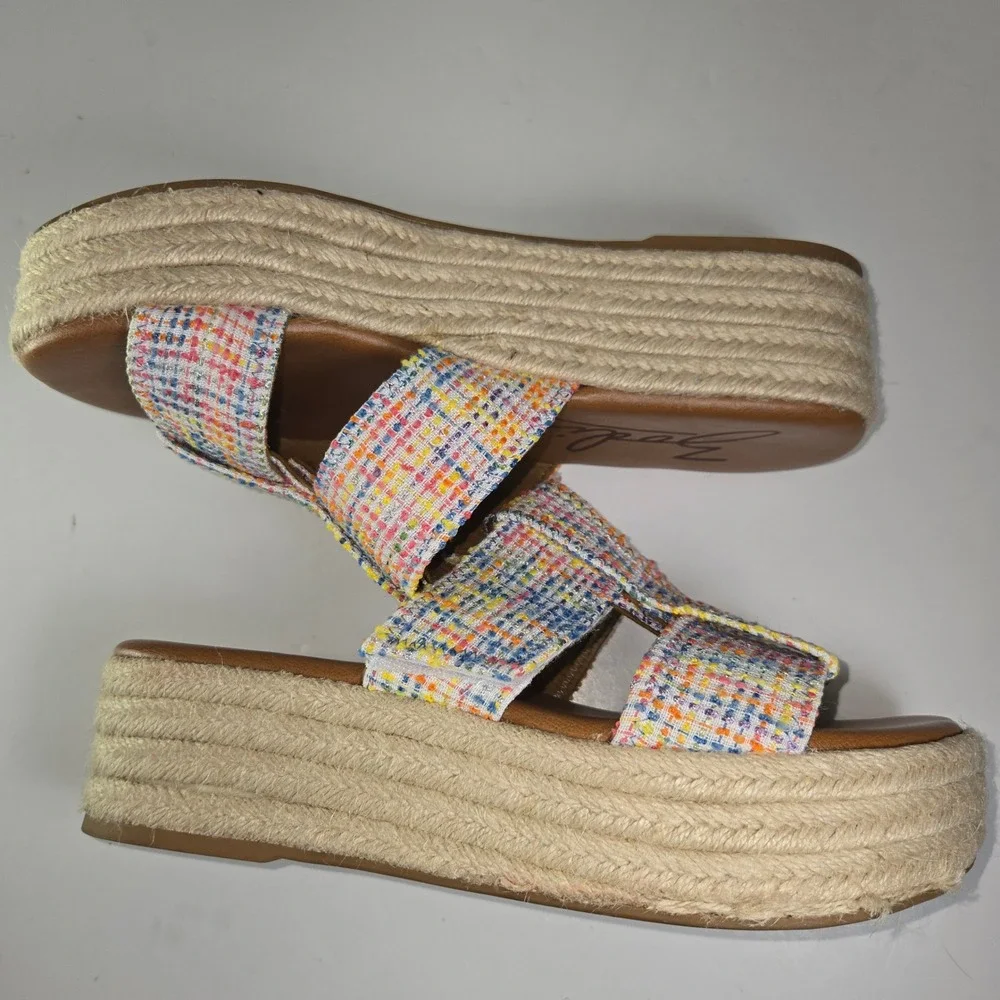 Zodiac Women's Multicolor Tweed Espadrille Platform‎ Wedge Sandals Size 9